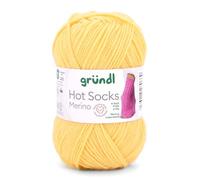 Gründl Hot Socks Merino, Sockenwolle gelb mit weicher Merinowolle, Strumpfwolle, Sockengarn, 50g 210m (06)