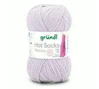 Gründl Hot Socks Merino, Sockenwolle mit Merinowolle, Strumpfwolle 4-fädig 50g / 200m, Sockengarn 4fädig uni einfarbig (11 hell grau)