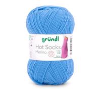 Gründl Hot Socks Merino, Sockenwolle mit Merinowolle, Strumpfwolle 4-fädig 50g / 200m, Sockengarn 4fädig uni einfarbig (19 mittelblau)