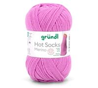 Gründl Hot Socks Merino, Sockenwolle mit Merinowolle, Strumpfwolle 4-fädig 50g / 200m, Sockengarn 4fädig uni einfarbig (17 orchidee)