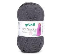 Gründl Hot Socks Merino, Sockenwolle mit Merinowolle, Strumpfwolle 4-fädig 50g / 200m, Sockengarn 4fädig uni einfarbig (13 schiefer)