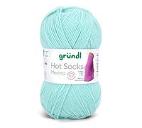 Gründl Hot Socks Merino, Sockenwolle mit Merinowolle, Strumpfwolle 4-fädig 50g / 200m, Sockengarn 4fädig uni einfarbig (05 mint)