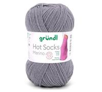 Gründl Hot Socks Merino, Sockenwolle mit Merinowolle, Strumpfwolle 4-fädig 50g / 200m, Sockengarn 4fädig uni einfarbig (12 stahl grau)