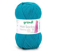 Gründl Hot Socks Merino, Sockenwolle mit Merinowolle, Strumpfwolle 4-fädig 50g / 200m, Sockengarn 4fädig uni einfarbig (20 teal)