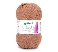 Gründl Hot Socks Merino, Sockenwolle mit Merinowolle, Strumpfwolle 4-fädig 50g / 200m, Sockengarn 4fädig uni einfarbig (23 nougat)