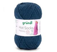 Gründl Hot Socks Merino, Sockenwolle mit Merinowolle, Strumpfwolle 4-fädig 50g / 200m, Sockengarn 4fädig uni einfarbig (21 marine)