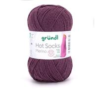 Gründl Hot Socks Merino, Sockenwolle mit Merinowolle, Strumpfwolle 4-fädig 50g / 200m, Sockengarn 4fädig uni einfarbig (30 aubergine)