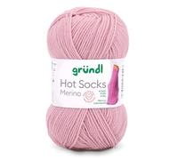 Gründl Hot Socks Merino, Sockenwolle mit Merinowolle, Strumpfwolle 4-fädig 50g / 200m, Sockengarn 4fädig uni einfarbig (02 rose)