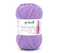 Gründl Hot Socks Merino, Sockenwolle mit Merinowolle, Strumpfwolle 4-fädig 50g / 200m, Sockengarn 4fädig uni einfarbig (03 lavendel)