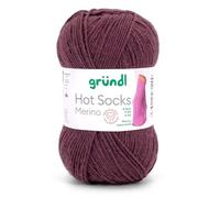 Gründl Hot Socks Merino, Sockenwolle mit Merinowolle, Strumpfwolle 4-fädig 50g / 200m, Sockengarn 4fädig uni einfarbig (24 schoko braun)