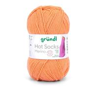 Gründl Hot Socks Merino, Sockenwolle orange mit weicher Merinowolle, Strumpfwolle, Sockengarn, 50g 210m (09)