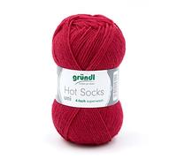 Gründl Hot Socks Sockenwolle rot Uni Farbe 34 - Karminrot, Strumpfwolle Wolle zum Socken Stricken