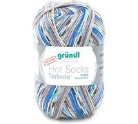 Gründl Hot Socks Torbole (Sockenwolle aus 75 % Schurwolle (superwash) & 25 % Polyamid, 4-fach Sockengarn, 100 g / 420 m, Nadelstärke: 2,5 - 3 mm, 100 g), capriblau-royal-burgund-weiß-petrol-graphit