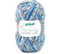 Gründl Hot Socks Torbole (Sockenwolle aus 75% Schurwolle (superwash) & 25% Polyamid, 4-fach Sockengarn, 100g / 420m, Nadelstärke: 2,5-3mm, 100g), beige-royal-burgund-weiß-petrol-graphit, 45x37x9 cm