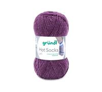 Gründl Hot Socks Uni 4-fädig, 50g Sockenwolle zum Stricken und Häkeln, Auswahl (60 - Plum)