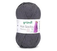 Gründl Hots Socks Merino uni, 4-fädige Sockenwolle, 50 g /200m,75% Schurwolle (Merino, superwash), 25% Polyamid,mulesing frei, Öko-tex Standard, (13 anthrazit)