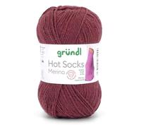 Gründl Hots Socks Merino uni, 4-fädige Sockenwolle, 50 g /200m,75% Schurwolle (Merino, superwash), 25% Polyamid,mulesing frei, Öko-tex Standard, (28 bordeaux)