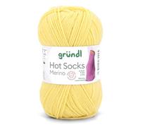 Gründl Hots Socks Merino uni, 4-fädige Sockenwolle, 50 g /200m,75% Schurwolle (Merino, superwash), 25% Polyamid,mulesing frei, Öko-tex Standard, (14 zitronengelb)