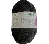 Gründl Hots Socks Merino uni, 4-fädige Sockenwolle, 50 g /200m,75% Schurwolle (Merino, superwash), 25% Polyamid,mulesing frei, Öko-tex Standard, (31 schwarz)