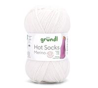 Gründl Hots Socks Merino uni, 4-fädige Sockenwolle, 50 g /200m,75% Schurwolle (Merino, superwash), 25% Polyamid,mulesing frei, Öko-tex Standard, (01 weiß)