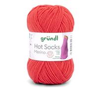 Gründl Hots Socks Merino uni, 4-fädige Sockenwolle, 50 g /200m,75% Schurwolle (Merino, superwash), 25% Polyamid,mulesing frei, Öko-tex Standard, (15 koralle)