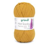 Gründl Hots Socks Merino uni, 4-fädige Sockenwolle, 50 g /200m,75% Schurwolle (Merino, superwash), 25% Polyamid,mulesing frei, Öko-tex Standard, (25 curry)