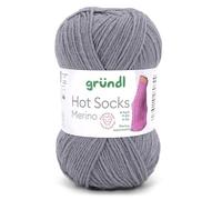 Gründl Hots Socks Merino uni, 4-fädige Sockenwolle, 50 g /200m,75% Schurwolle (Merino, superwash), 25% Polyamid,mulesing frei, Öko-tex Standard, (12 stahlgrau)