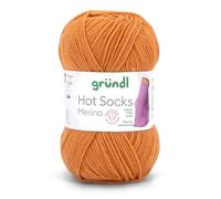 Gründl Hots Socks Merino uni, 4-fädige Sockenwolle, 50 g /200m,75% Schurwolle (Merino, superwash), 25% Polyamid,mulesing frei, Öko-tex Standard, (26 kürbis)