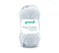 Gründl King Cotton 1 x 50 g, Hellgrau | weiches und voluminöses Strick- und Häkelgarn aus 55 % Polyacryl & 45 % Baumwolle 50 g / 78 m, Nadelstärke: 6 - 7, 50 g