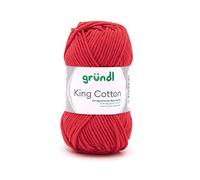 Gründl King Cotton (weiches und voluminöses Strick- und Häkelgarn aus 55% Polyacryl & 45% Baumwolle, 50 g / 78 m, Nadelstärke: 6-7, 1 x 50 g), Rot