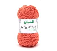 Gründl King Cotton (weiches und voluminöses Strick- und Häkelgarn aus 55% Polyacryl & 45% Baumwolle, 50 g / 78 m, Nadelstärke: 6-7, 1 x 50 g), Orange