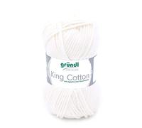 Gründl King Cotton (weiches und voluminöses Strick- und Häkelgarn aus 55% Polyacryl & 45% Baumwolle, 50 g / 78 m, Nadelstärke: 6-7, 1 x 50 g), Creme