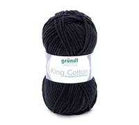 Gründl King Cotton (weiches und voluminöses Strick- und Häkelgarn aus 55% Polyacryl & 45% Baumwolle, 50 g / 78 m, Nadelstärke: 6-7, 1 x 50 g), Schwarz