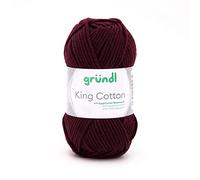 Gründl King Cotton (weiches und voluminöses Strick- und Häkelgarn aus 55% Polyacryl & 45% Baumwolle, 50 g / 78 m, Nadelstärke: 6-7, 1 x 50 g), Burgundy