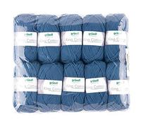 Gründl King Cotton (weiches und voluminöses Strick- und Häkelgarn aus 55% Polyacryl & 45% Baumwolle, 50 g / 78 m, Nadelstärke: 6-7, 10 x 50 g), Jeansblau