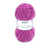 Gründl King Cotton (weiches und voluminöses Strick- und Häkelgarn aus 55% Polyacryl & 45% Baumwolle, 50 g / 78 m, Nadelstärke: 6-7, 10 x 50 g), rosa