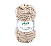 Gründl King Cotton (weiches und voluminöses Strick- und Häkelgarn aus 55% Polyacryl & 45% Baumwolle, 50 g / 78 m, Nadelstärke: 6-7, 1 x 50 g), Sand