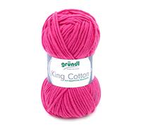 Gründl King Cotton (weiches und voluminöses Strick- und Häkelgarn aus 55% Polyacryl & 45% Baumwolle, 50 g / 78 m, Nadelstärke: 6-7, 1 x 50 g), Pink