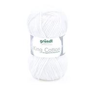 Gründl King Cotton (weiches und voluminöses Strick- und Häkelgarn aus 55% Polyacryl & 45% Baumwolle, 50 g / 78 m, Nadelstärke: 6-7, 1 x 50 g), Weiß
