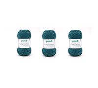 Gründl King Cotton (weiches und voluminöses Strick- und Häkelgarn aus 55% Polyacryl & 45% Baumwolle, 50 g / 78 m, Nadelstärke: 6-7, 1 x 50 g), Petrol, 28 x 31 x 7 cm