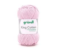 Gründl King Cotton (weiches und voluminöses Strick- und Häkelgarn aus 55% Polyacryl & 45% Baumwolle, 50 g / 78 m, Nadelstärke: 6-7, 1 x 50 g), Babyrosa