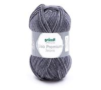 Gründl 4747-08 Lisa Premium Jeans Garn, Acrylic, Schiefergrau Meliert, 3,5-4,5 mm