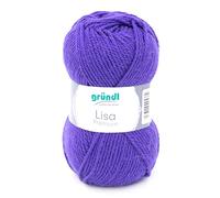 Gründl Lisa Premium Uni Strick- & Häkelgarn (weicher und wollartiger Charakter, pflegeleichtes waschbares Strickgarn aus 100% Polyacryl, 50 g/133 m, Nadelstärke: 3,5-4,5,1 Knäuel á 50 g), Dunkel Lila