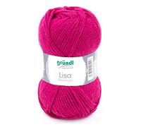 Gründl Lisa Premium Uni Strick- & Häkelgarn (weicher und wollartiger Charakter, pflegeleichtes waschbares Strickgarn aus 100% Polyacryl, 50g/133m, Nadelstärke: 3,5-4,5, 1 Knäuel á 50g), Fuchsia