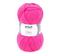 Gründl Lisa Premium Uni Strick- & Häkelgarn (weiche Wolle, pflegeleichtes Strickgarn aus 100% Polyacryl, 50 g/ 133 m, Nadelstärke: 3,5-4,5, 1 Knäuel á 50 g), Neonpink