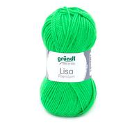 Gründl Lisa Premium Uni Strick- & Häkelgarn (weicher und wollartiger Charakter, pflegeleichtes Strickgarn aus 100% Polyacryl, 50 g/ 133 m, Nadelstärke: 3,5-4,5, 1 Knäuel á 50 g), Neongrün