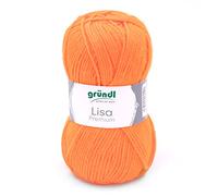 Gründl Lisa Premium Uni Strick- & Häkelgarn (weicher und wollartiger Charakter, pflegeleichtes Strickgarn aus 100% Polyacryl, 50 g/ 133 m, Nadelstärke: 3,5-4,5, 1 Knäuel á 50 g), Neonorange