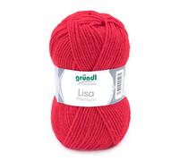 Gründl Lisa Premium Uni Strick- & Häkelgarn (weicher und wollartiger Charakter, pflegeleichtes Strickgarn aus 100% Polyacryl, 50 g/ 133 m, Nadelstärke: 3,5-4,5, 1 Knäuel á 50 g), Signalrot