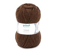 Gründl Lisa Premium Uni Strick- & Häkelgarn (Weicher Und Wollartiger Charakter, Pflegeleichtes Strickgarn Aus 100% Polyacryl, 50 G/ 133 M, Nadelstärke: 3,5-4,5, 1 Knäuel Á 50 G), Schokolade
