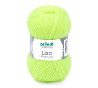 Gründl Lisa Premium Uni Strick- & Häkelgarn (weicher und wollartiger Charakter, pflegeleichtes Strickgarn aus 100% Polyacryl, 50 g/ 133 m, Nadelstärke: 3,5-4,5, 1 Knäuel á 50 g), Neongelb
